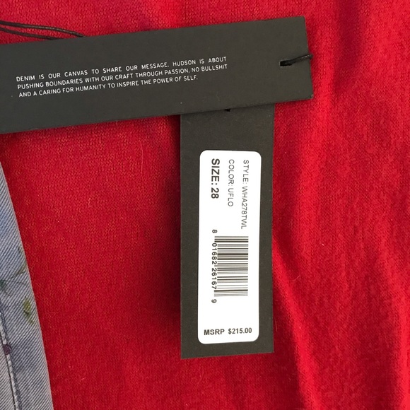 Hudson Jeans Floral Denim High Rise Ankle Pants New with Tags - Picture 7 of 7